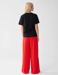 Shoeby Side Stripe Broek Rood<DAMES Broeken