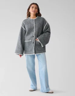 Shoeby Sjaal Jas Grijs<DAMES Jassen