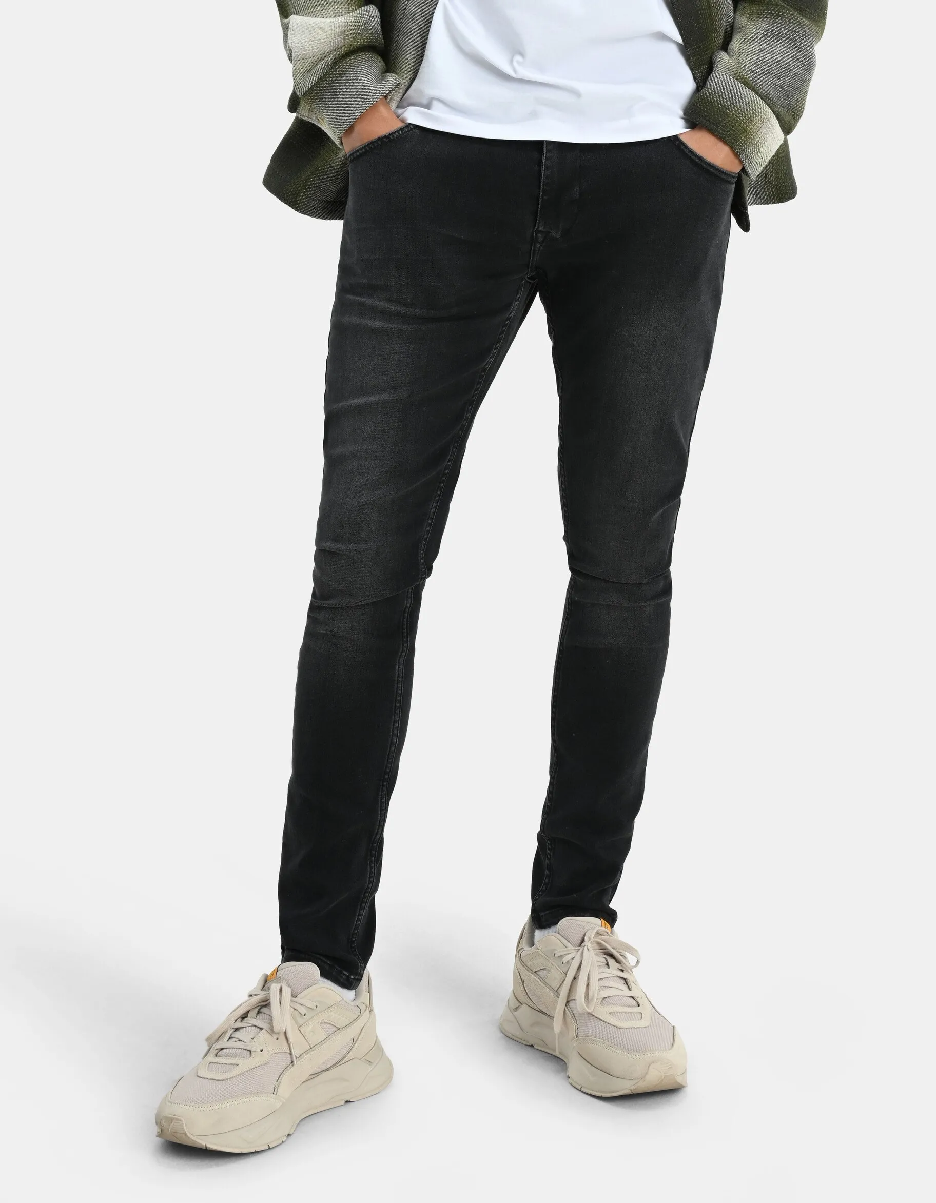 Shoeby Skinny Fit Jeans Zwart Washed L32<Heren Jeans