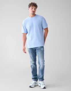 Shoeby Slub Structuur T-shirt Lichtblauw<Heren T-Shirts En Polo's