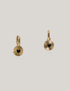 Shoeby Small Heart Oorbellen Goud/Zwart<DAMES Sieraden
