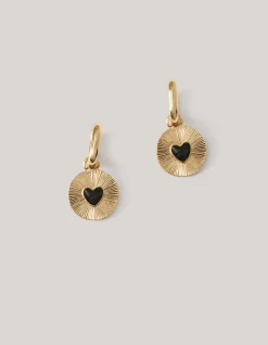 Shoeby Small Heart Oorbellen Goud/Zwart<DAMES Sieraden