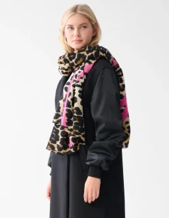 Shoeby Smiley Artwork Leopard Sjaal Bruin<DAMES Sjaals En Mutsen