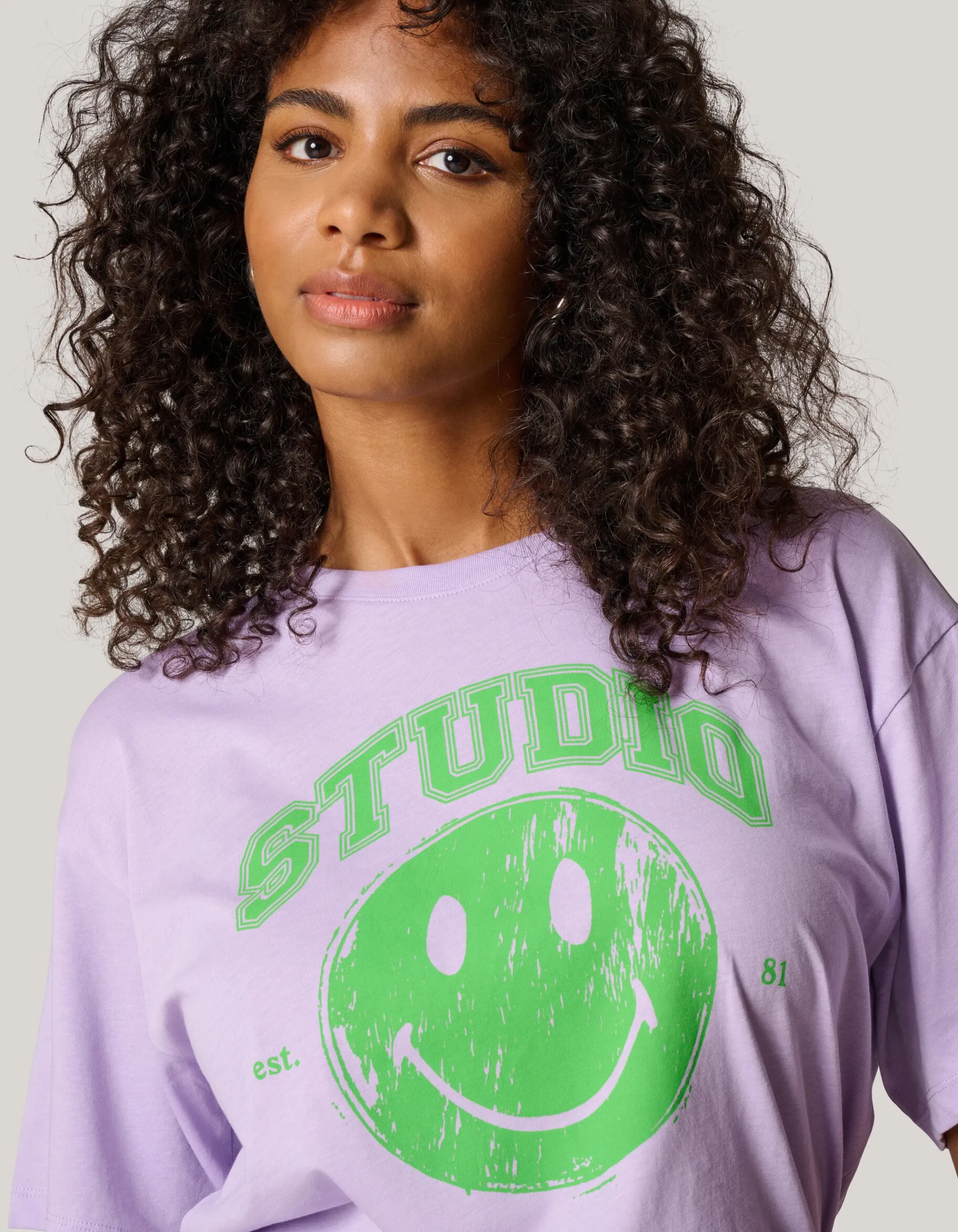 Shoeby Smiley Artwork T-shirt Paars<DAMES T-Shirts