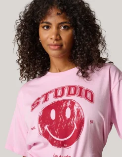 Shoeby Smiley Artwork T-shirt Roze<DAMES T-Shirts