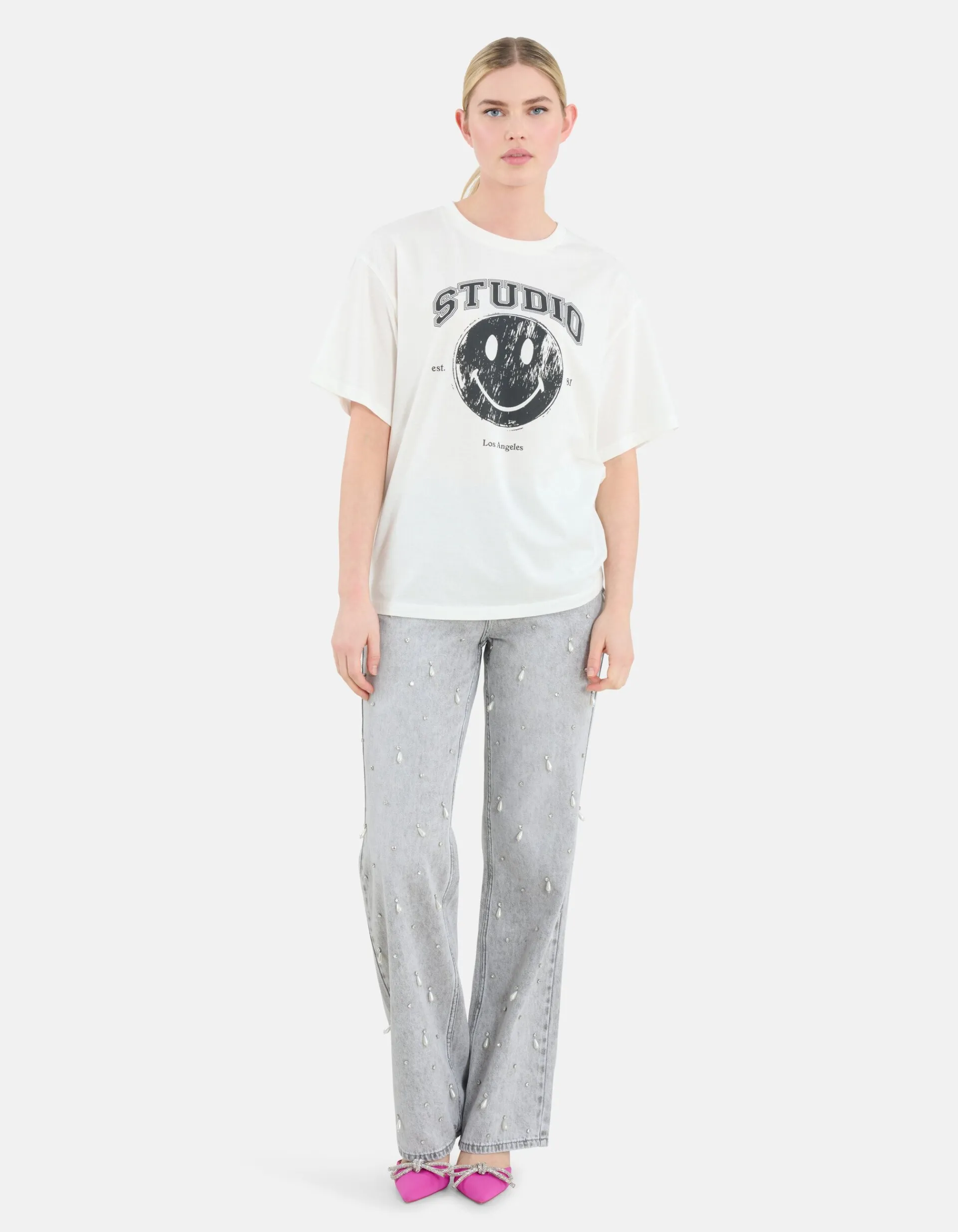 Shoeby Smiley Artwork T-shirt Wit<DAMES T-Shirts