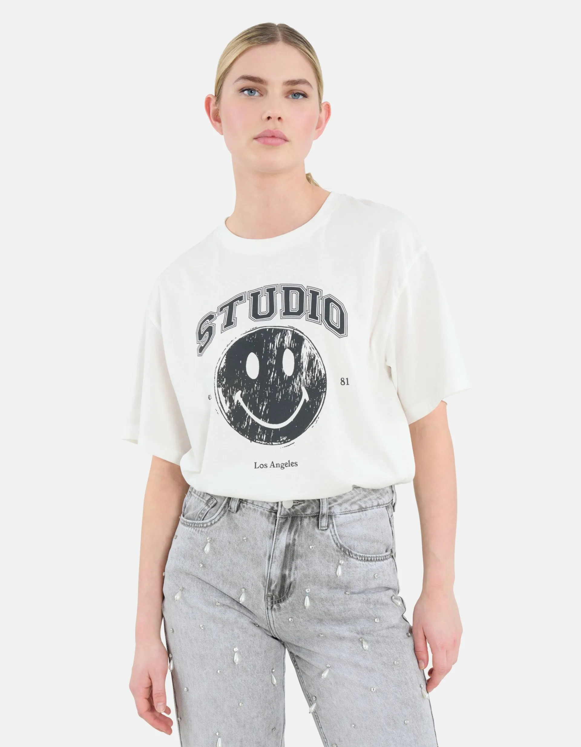 Shoeby Smiley Artwork T-shirt Wit<DAMES T-Shirts