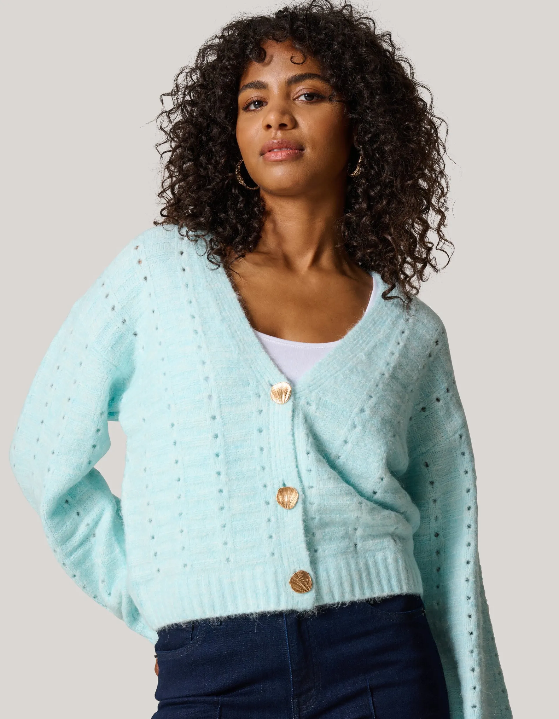 Shoeby Soft Vest Lichtblauw<DAMES Truien En Sweaters