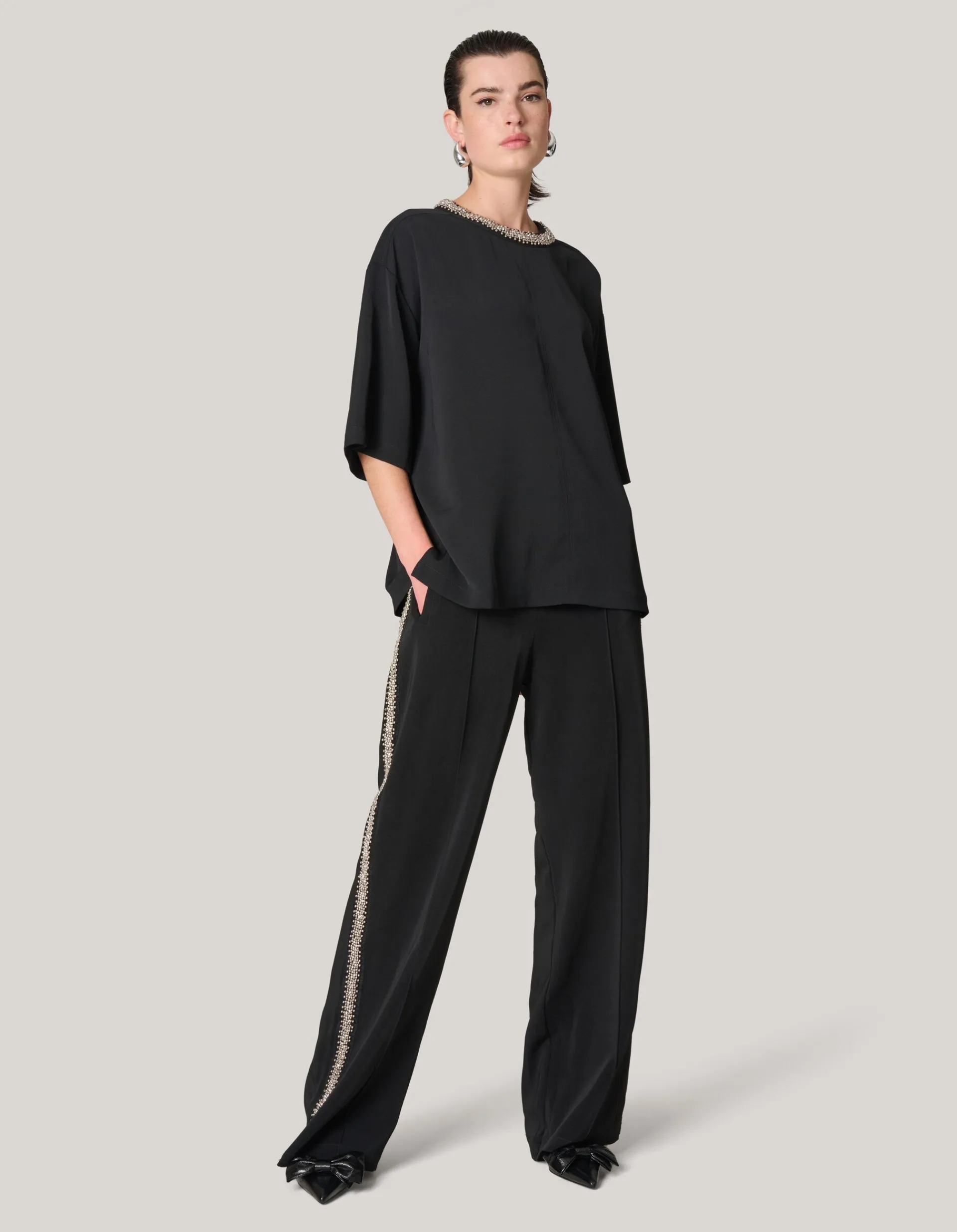 Shoeby Sporty Embellished Broek Zwart<DAMES Broeken