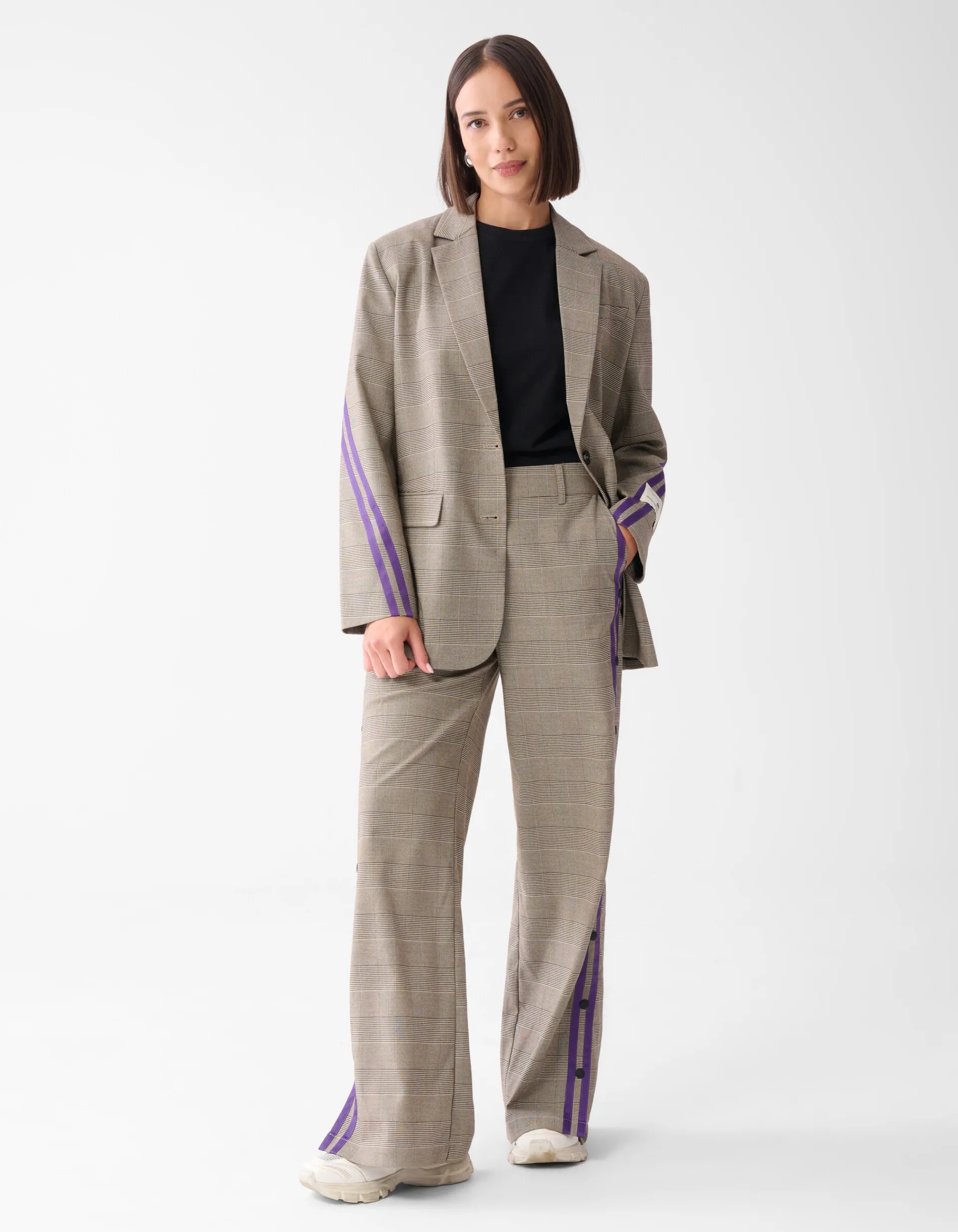Shoeby Sporty Ruiten Wide Leg Broek Bruin<DAMES Broeken