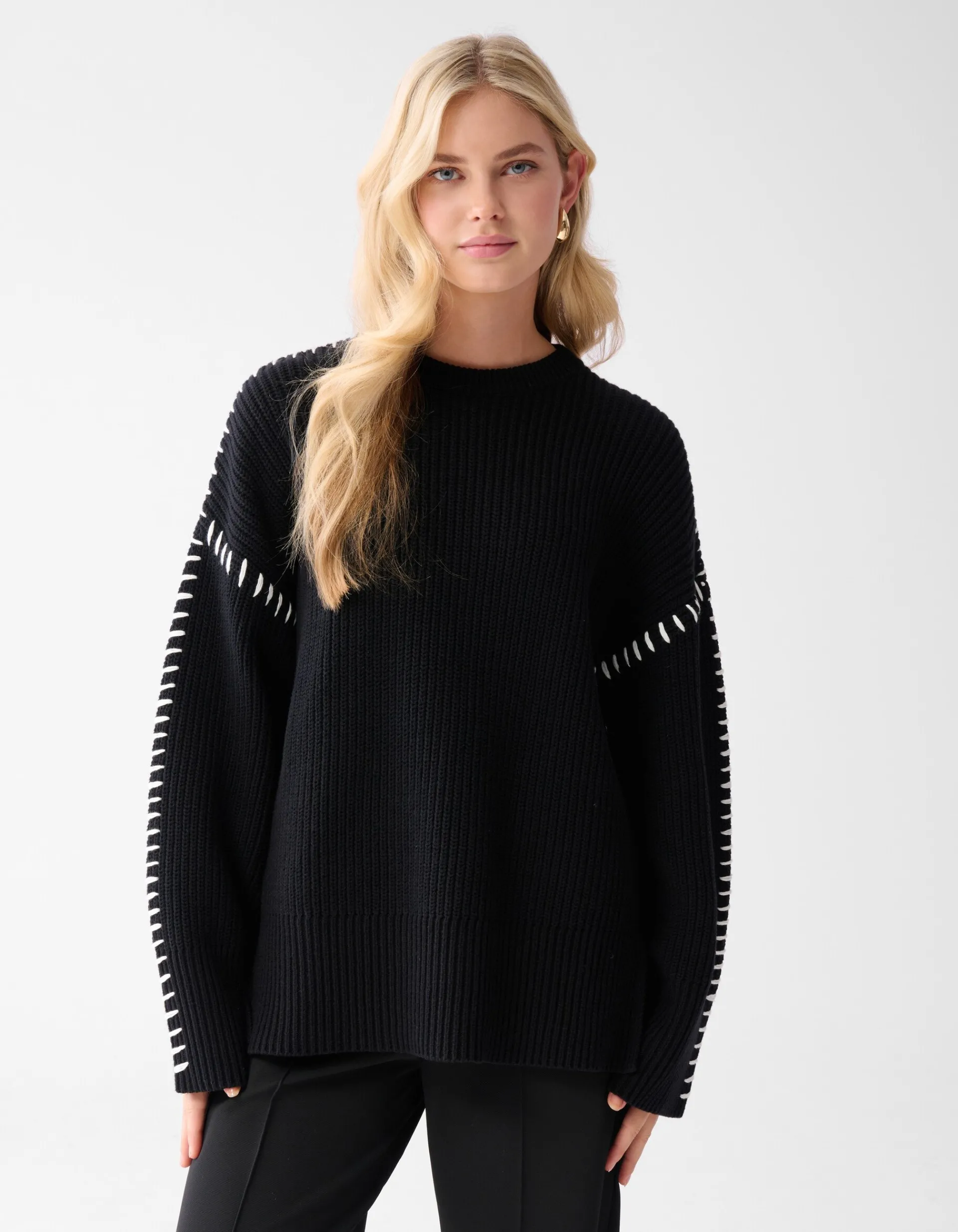 Shoeby Stitch Trui Zwart<DAMES Truien En Sweaters