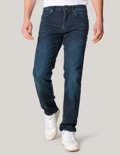Shoeby Straight Fit Jeans Blauw/Zwart L32<Heren Jeans