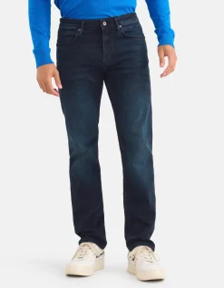 Shoeby Straight Fit Jeans Blauw/Zwart L34<Heren Jeans