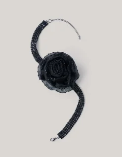 Shoeby Strass Bloem Choker Zwart<DAMES Sieraden