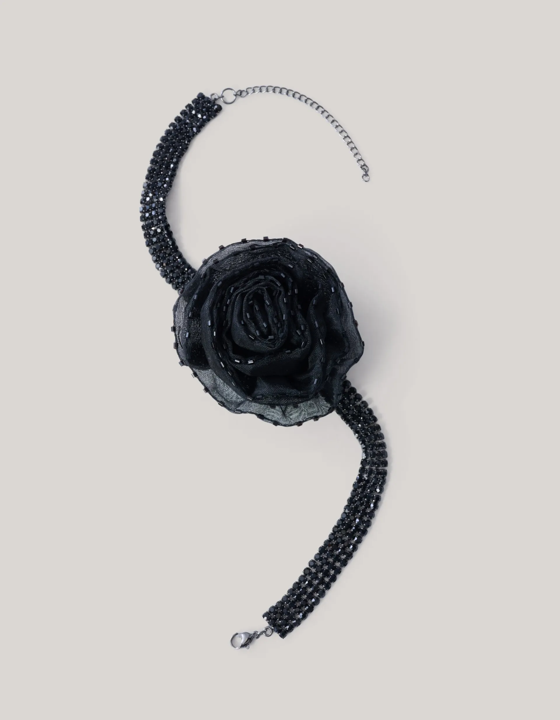Shoeby Strass Bloem Choker Zwart<DAMES Sieraden