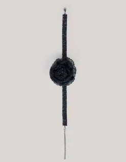 Shoeby Strass Bloem Choker Zwart<DAMES Sieraden