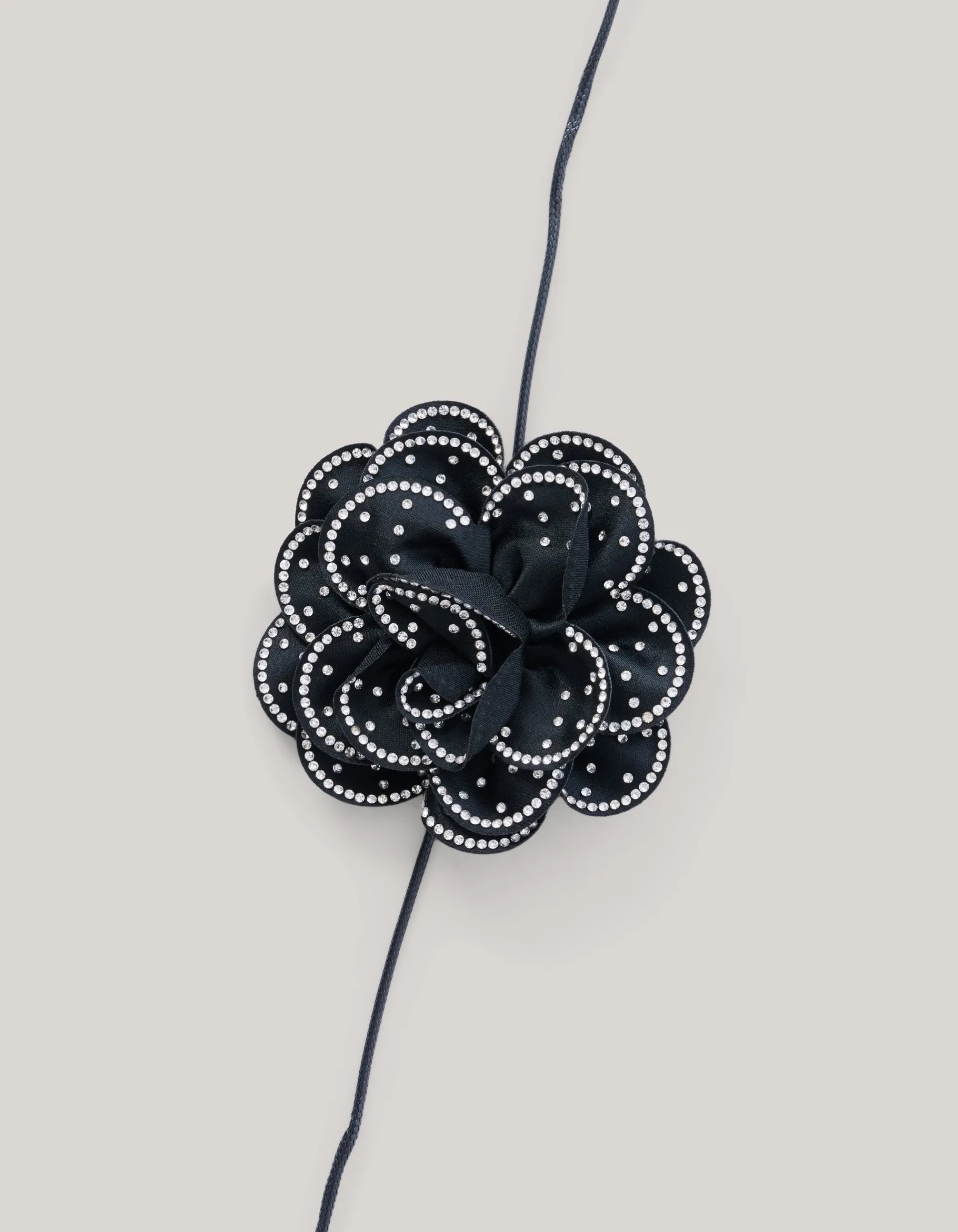 Shoeby Strass Bloem Ketting Zwart By Lizzy<DAMES Sieraden
