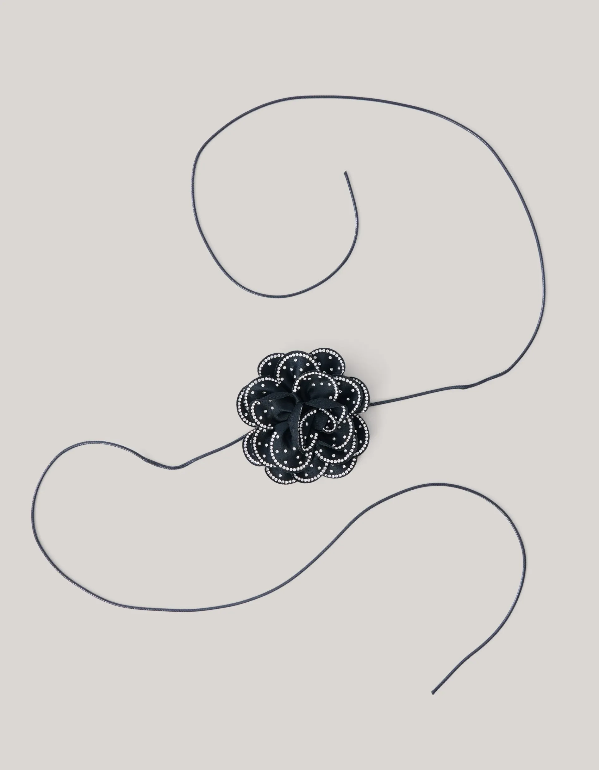 Shoeby Strass Bloem Ketting Zwart By Lizzy<DAMES Sieraden