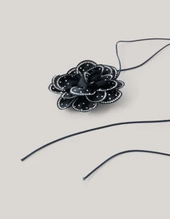 Shoeby Strass Bloem Ketting Zwart By Lizzy<DAMES Sieraden