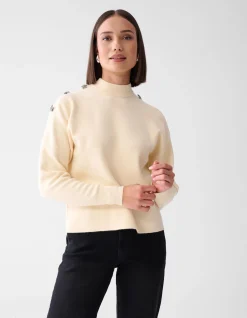 Shoeby Strass Button Trui Gebroken Wit<DAMES Truien En Sweaters