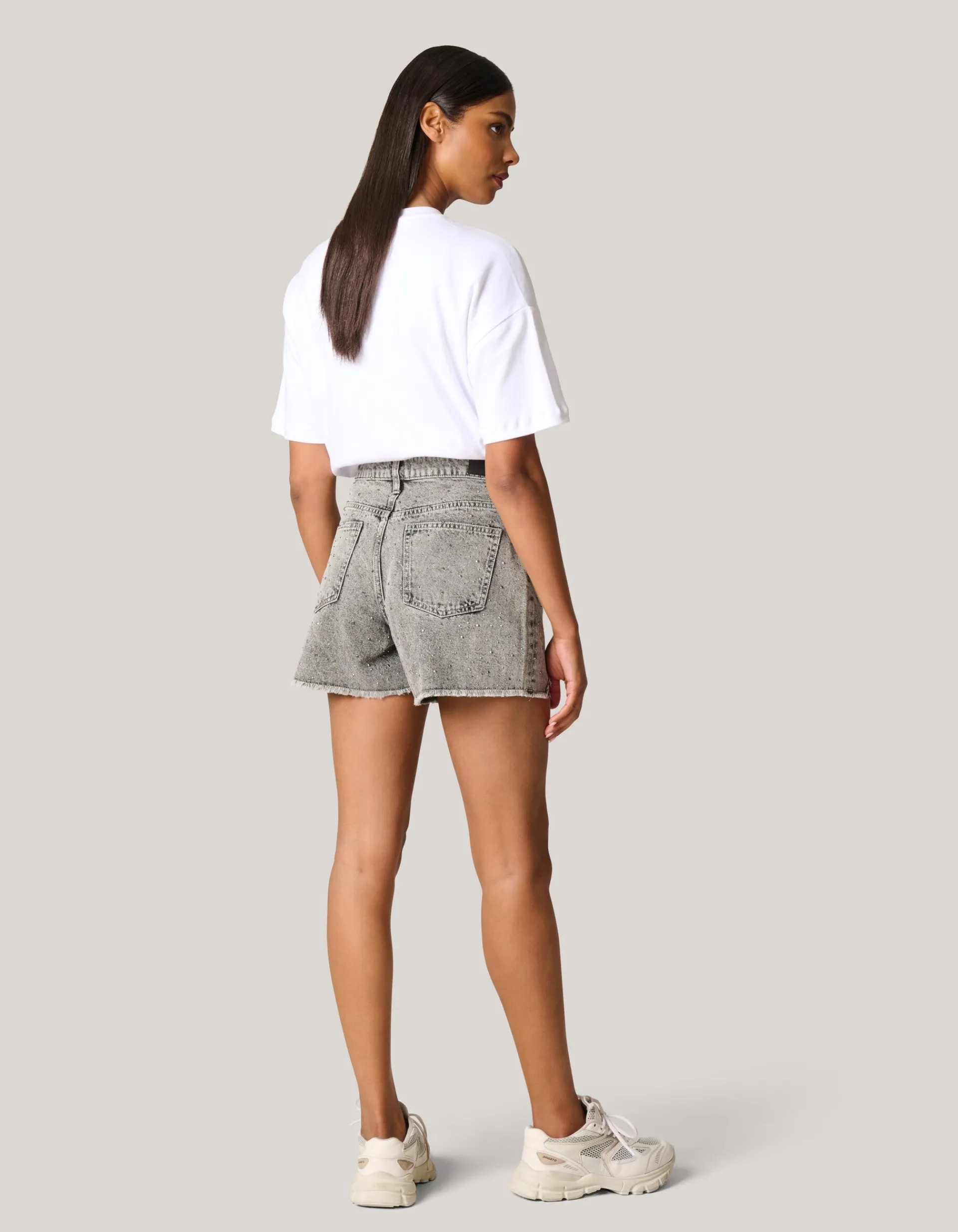 Shoeby Strass Denim Short Lichtgrijs<DAMES Shorts