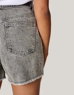 Shoeby Strass Denim Short Lichtgrijs<DAMES Shorts