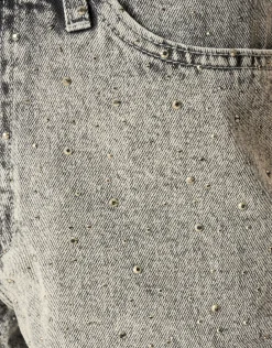 Shoeby Strass Denim Short Lichtgrijs<DAMES Shorts