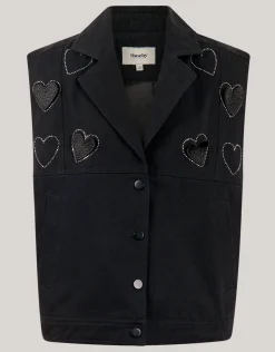 Shoeby Strass Heart Gilet Zwart< Gilets