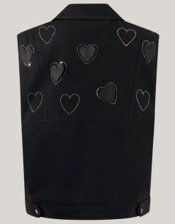 Shoeby Strass Heart Gilet Zwart< Gilets