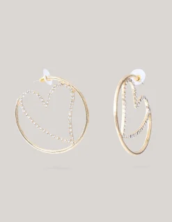 Shoeby Strass Heart Hoop Oorbellen Goud<DAMES Sieraden