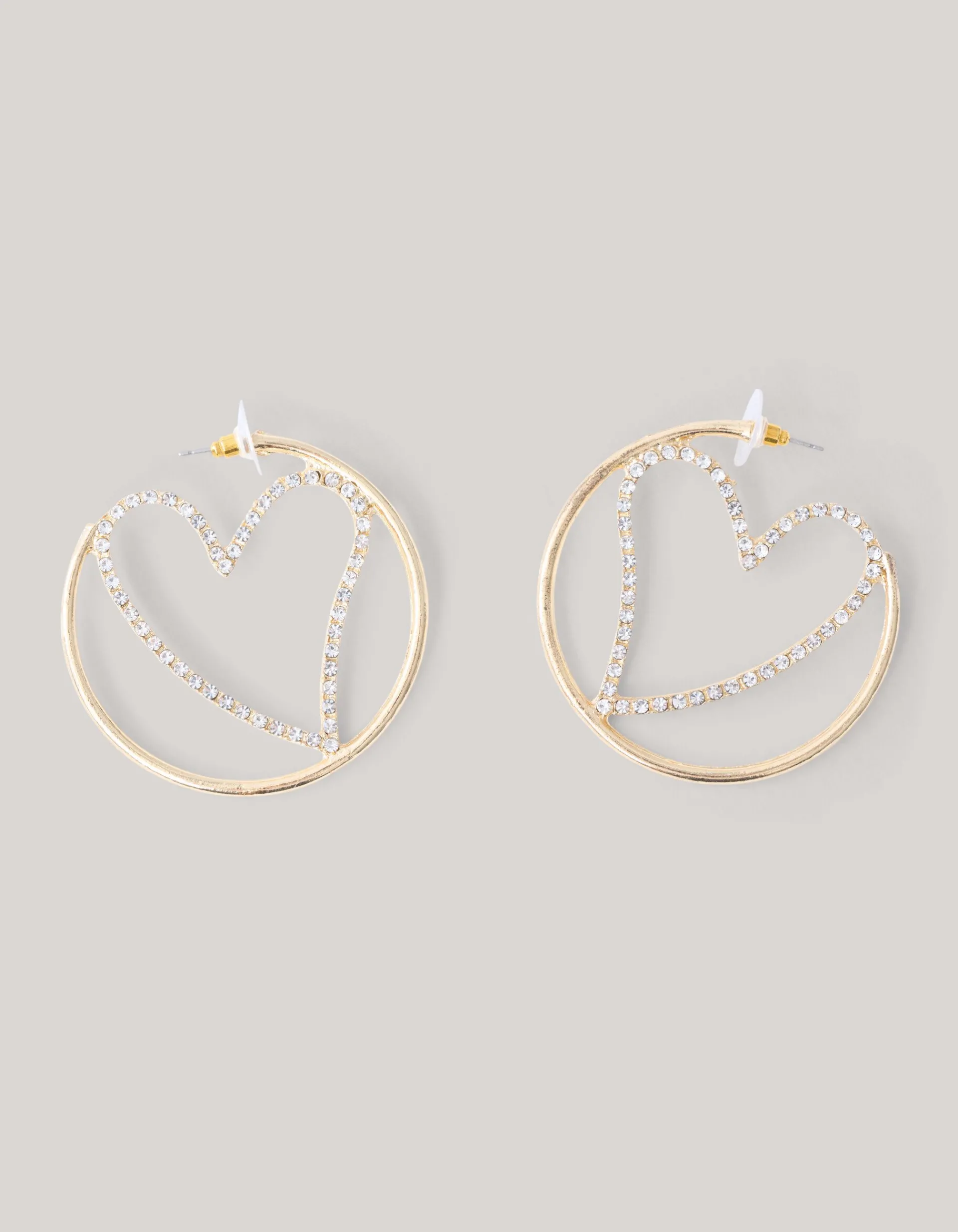Shoeby Strass Heart Hoop Oorbellen Goud<DAMES Sieraden