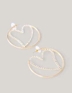 Shoeby Strass Heart Hoop Oorbellen Goud<DAMES Sieraden