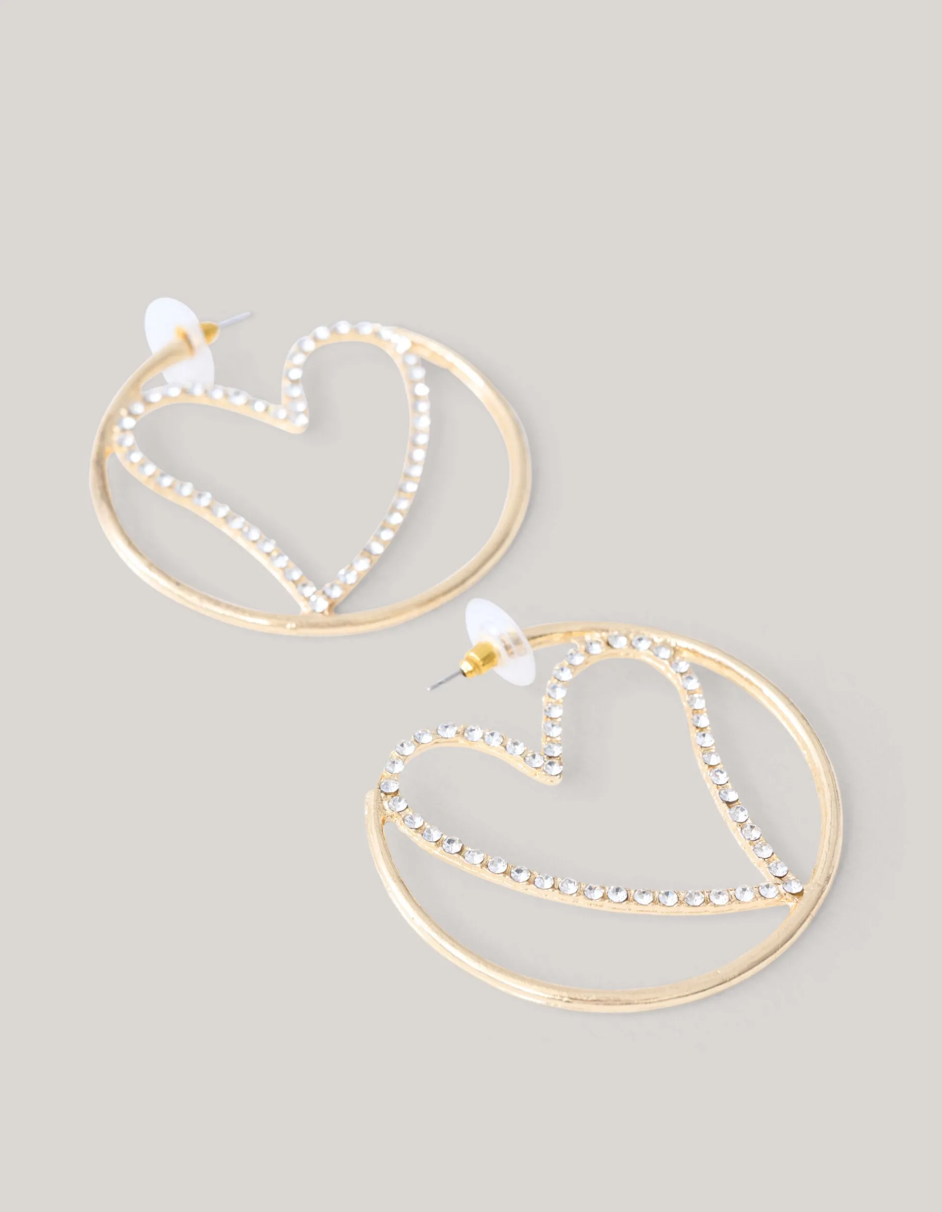Shoeby Strass Heart Hoop Oorbellen Goud<DAMES Sieraden