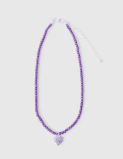 Shoeby Strass Heart Ketting Paars< Sieraden