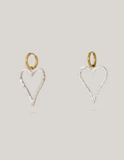 Shoeby Strass Heart Oorbellen Goud<DAMES Sieraden