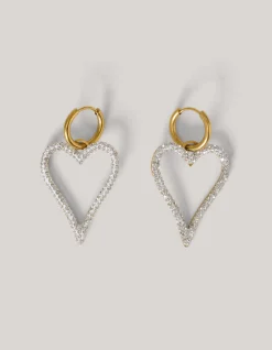 Shoeby Strass Heart Oorbellen Goud<DAMES Sieraden