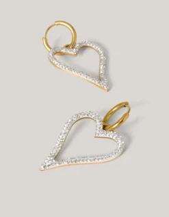 Shoeby Strass Heart Oorbellen Goud<DAMES Sieraden