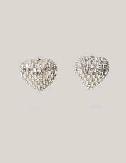 Shoeby Strass Heart Oorbellen Zilver<DAMES Sieraden