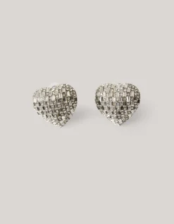 Shoeby Strass Heart Oorbellen Zilver<DAMES Sieraden