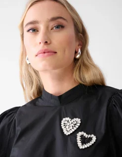 Shoeby Strass Heart Poplin Blouse Zwart<DAMES Blouses