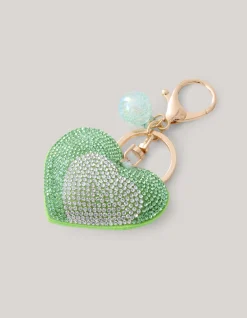 Shoeby Strass Heart Sleutelhanger Groen< Sleutelhangers