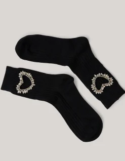 Shoeby Strass Heart Sokken Zwart<DAMES Overige Accessoires