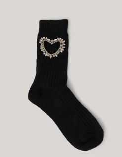 Shoeby Strass Heart Sokken Zwart<DAMES Overige Accessoires