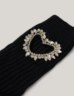 Shoeby Strass Heart Sokken Zwart<DAMES Overige Accessoires