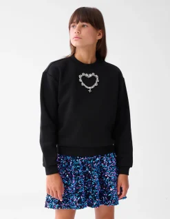 Shoeby Strass Heart Sweater Zwart< Sweaters En Hoodies