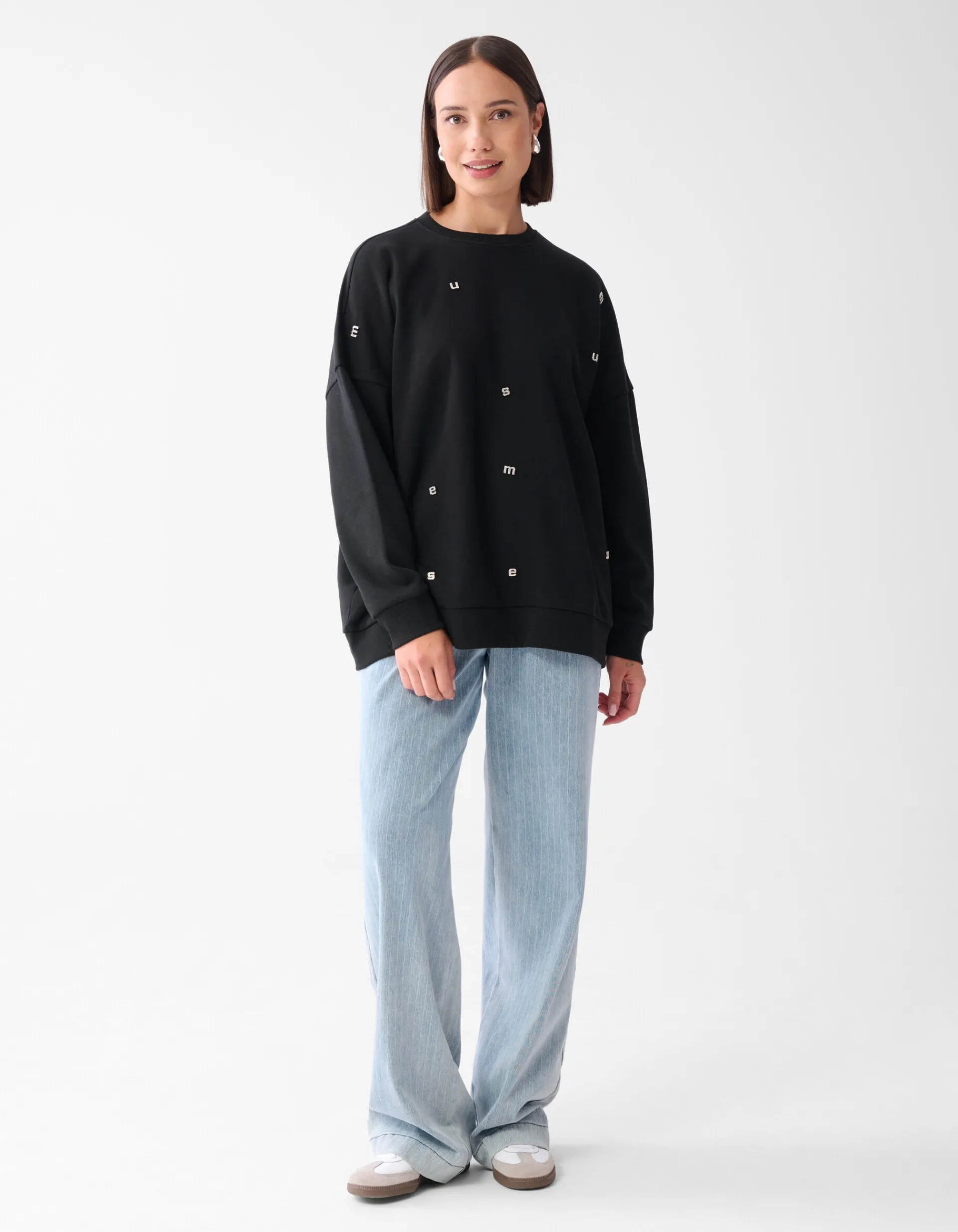 Shoeby Strass Letter Sweater Zwart<DAMES Truien En Sweaters
