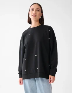 Shoeby Strass Letter Sweater Zwart<DAMES Truien En Sweaters