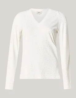 Shoeby Strass Rib Jersey Top Wit<DAMES Tops