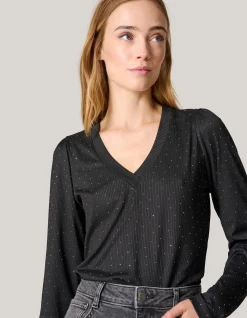 Shoeby Strass Rib Jersey Top Zwart<DAMES Tops
