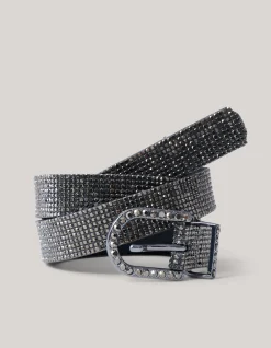Shoeby Strass Riem Donkergrijs< Riemen